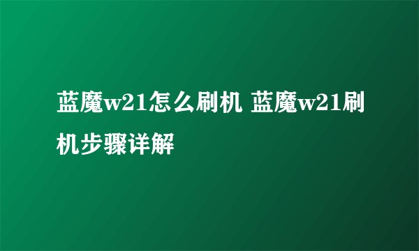 蓝魔w21怎么刷机 蓝魔w21刷机步骤详解