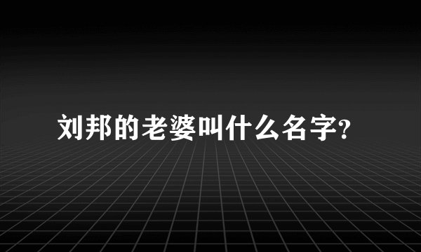 刘邦的老婆叫什么名字？