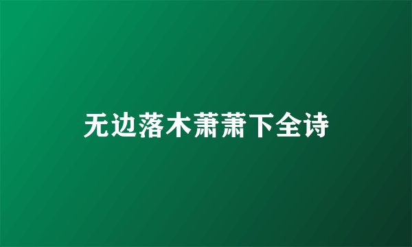 无边落木萧萧下全诗