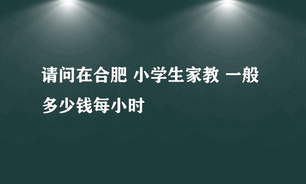请问在合肥 小学生家教 一般多少钱每小时