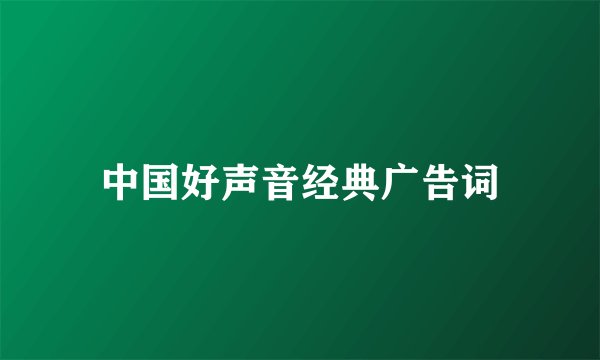 中国好声音经典广告词