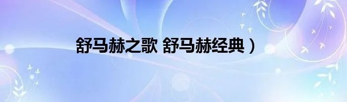 舒马赫之歌 舒马赫经典）