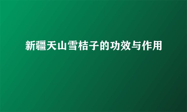 新疆天山雪桔子的功效与作用