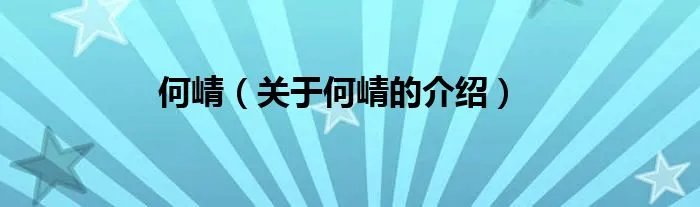 何崝（关于何崝的介绍）