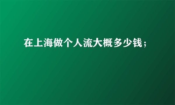 在上海做个人流大概多少钱；