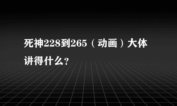 死神228到265（动画）大体讲得什么？