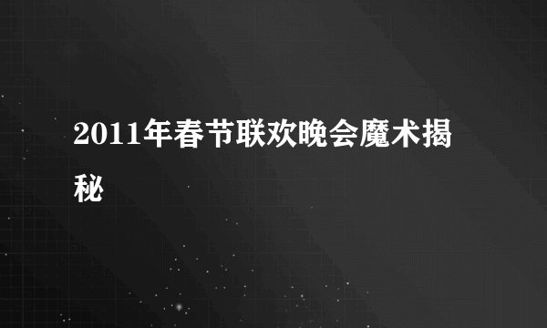 2011年春节联欢晚会魔术揭秘