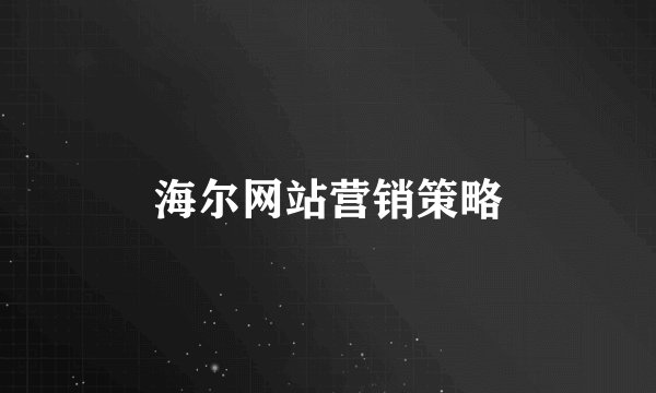 海尔网站营销策略