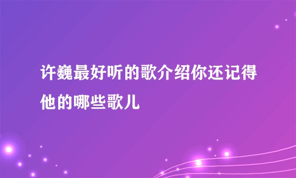 许巍最好听的歌介绍你还记得他的哪些歌儿