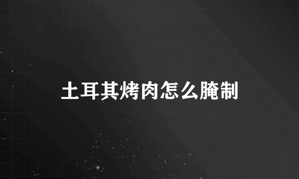土耳其烤肉怎么腌制