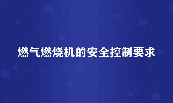 燃气燃烧机的安全控制要求