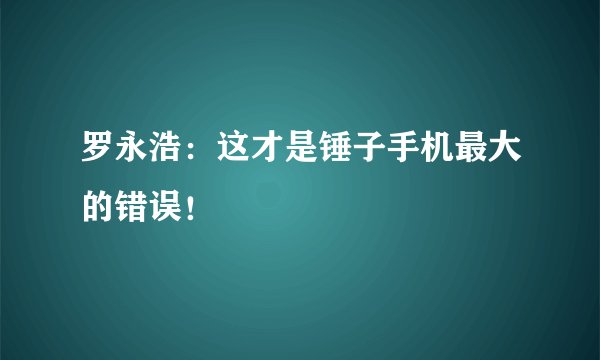 罗永浩：这才是锤子手机最大的错误！