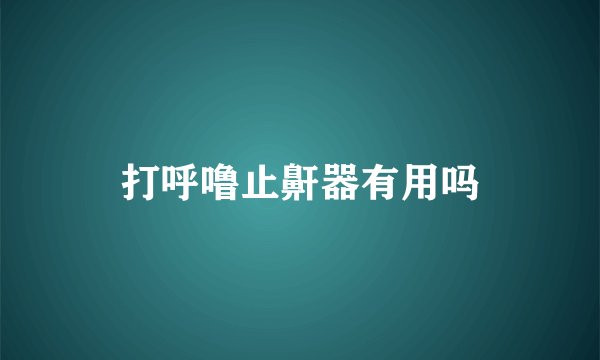 打呼噜止鼾器有用吗