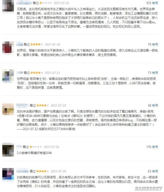 《白蛇2：青蛇劫起》豆瓣评分7.6分：顶级画面技术