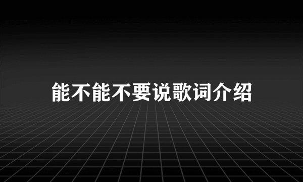 能不能不要说歌词介绍