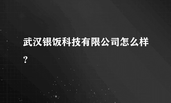 武汉银饭科技有限公司怎么样？