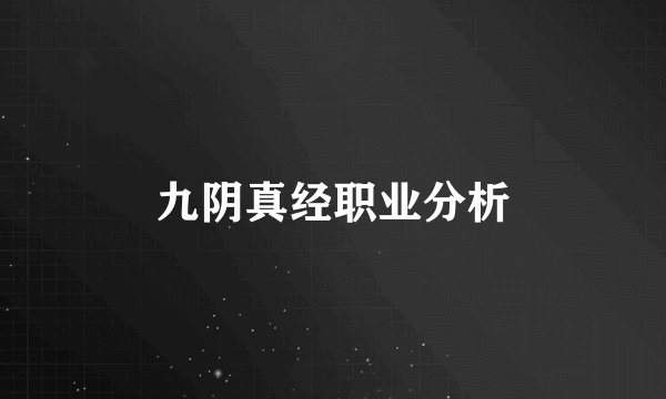 九阴真经职业分析