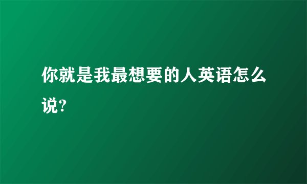 你就是我最想要的人英语怎么说?