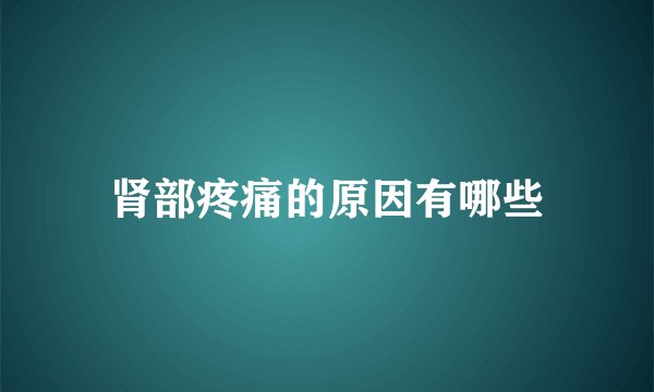 肾部疼痛的原因有哪些