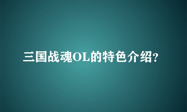 三国战魂OL的特色介绍？