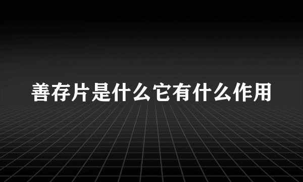善存片是什么它有什么作用