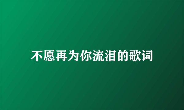 不愿再为你流泪的歌词