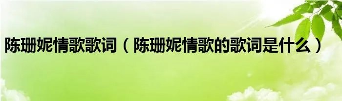 陈珊妮情歌歌词（陈珊妮情歌的歌词是什么）