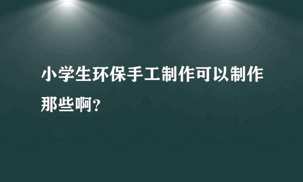 小学生环保手工制作可以制作那些啊？
