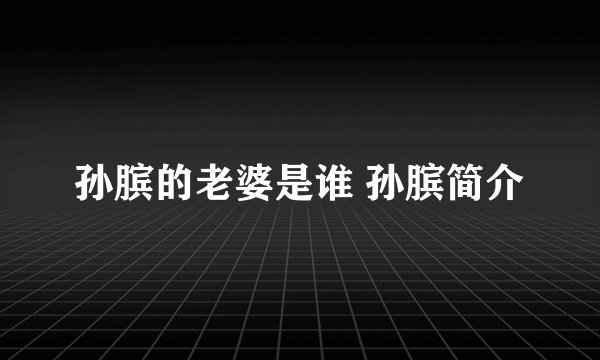 孙膑的老婆是谁 孙膑简介