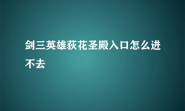 剑三英雄荻花圣殿入口怎么进不去