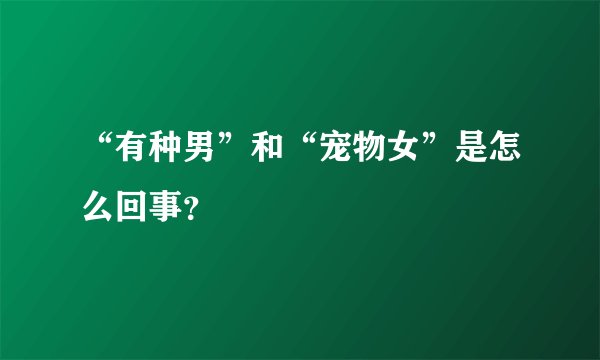 “有种男”和“宠物女”是怎么回事？