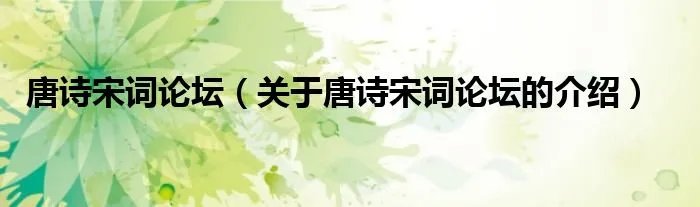 唐诗宋词论坛(关于唐诗宋词论坛的介绍)