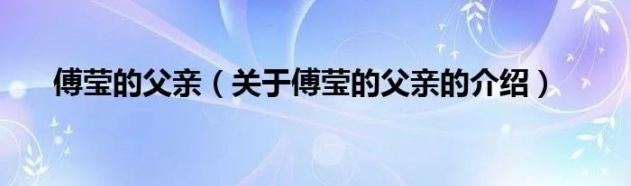 傅莹的父亲（关于傅莹的父亲的介绍）