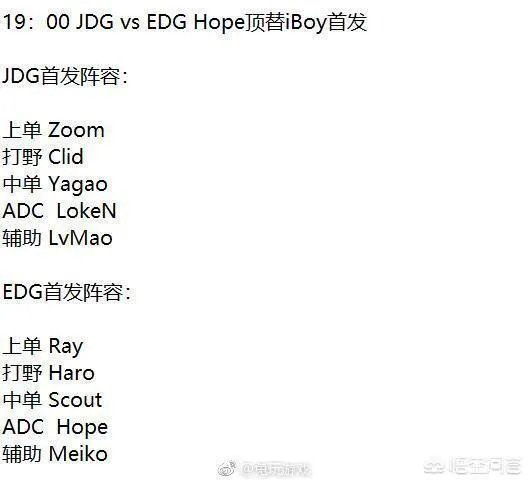EDG对阵JDG首发名单公布，iboy沦为替补，对此你怎么看？