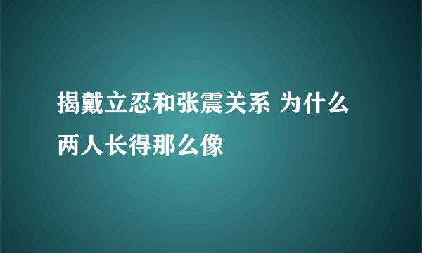 揭戴立忍和张震关系 为什么两人长得那么像