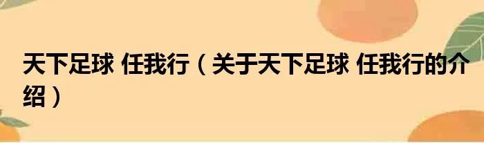 天下足球 任我行（关于天下足球 任我行的介绍）