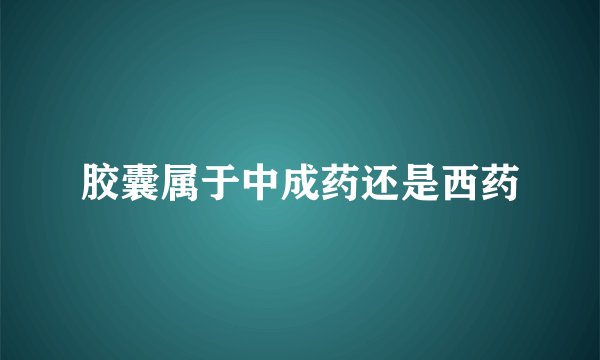 胶囊属于中成药还是西药