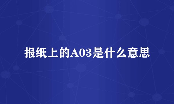 报纸上的A03是什么意思