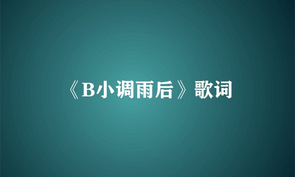 《B小调雨后》歌词