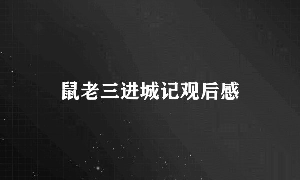 鼠老三进城记观后感