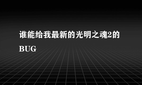 谁能给我最新的光明之魂2的BUG