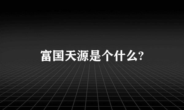 富国天源是个什么?