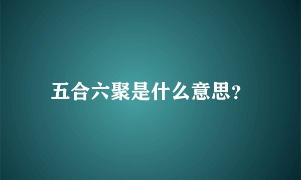 五合六聚是什么意思？