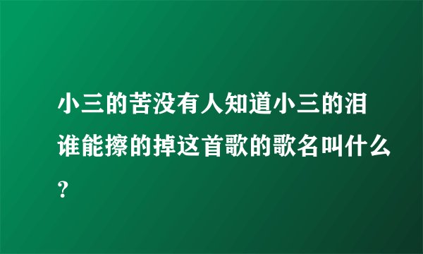 小三的苦没有人知道小三的泪谁能擦的掉这首歌的歌名叫什么？