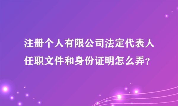 注册个人有限公司法定代表人任职文件和身份证明怎么弄？
