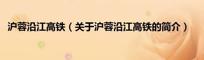 沪蓉沿江高铁（关于沪蓉沿江高铁的简介）
