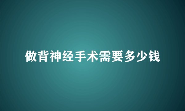 做背神经手术需要多少钱