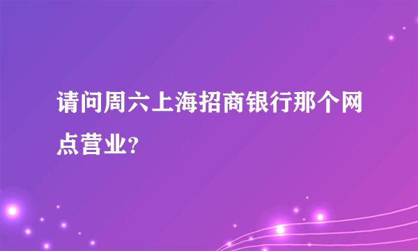 请问周六上海招商银行那个网点营业?