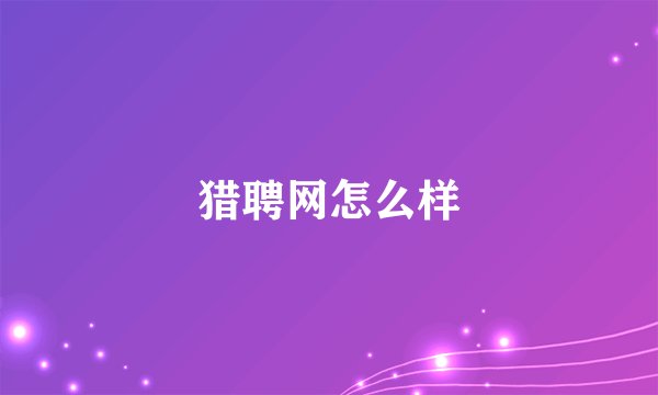 猎聘网怎么样