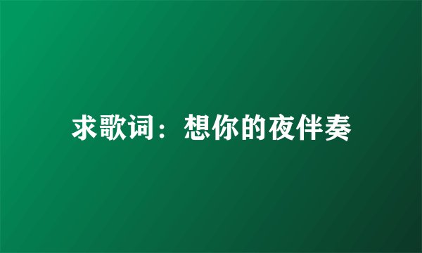 求歌词：想你的夜伴奏